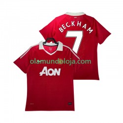 Camisola Manchester United BECKHAM 7 Retro Homem Equipamento Primeiro 2011 2010 Manga Curta